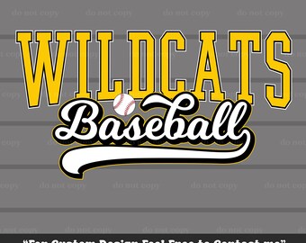 Wildcats SVG PNG, archivo de corte Cricut, béisbol PNG, béisbol Wildcats, día de juego, mamá beisbolera, regalos de béisbol, descarga digital, alta resolución