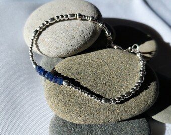 Blue Sapphire Bracelet, Sterling Silver Bracelet, Wedding Bracelet, Mothers Day Bracelet, Birthstone Bracelet, adjustable size