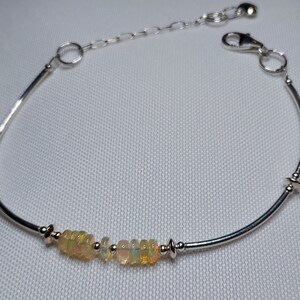 OPAL Bracelet, Sterling Silver Bracelet, Wedding Bracelet, Mothers Day, Birthstone Bracelet, adjustable Bracelet