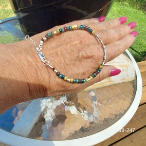 BOHO Bracelet, Glass Beads Bracelet, Sterling Silver Bracelet, Hippie Bracelet