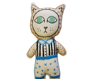 Embroidery Pattern PDF Beginner Circus Cat Doll Tutorial DIY Sewing Project  Instant Download