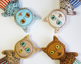 Embroidery Pattern Cat Doll Sewing Tutorial Digital PDF Download Circus Toy Art Doll