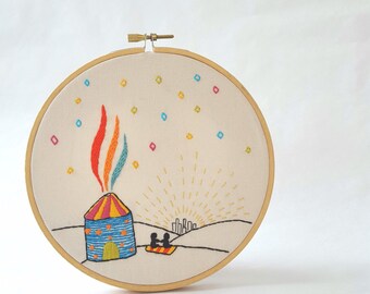 PDF pattern Embroidery Tutorial Instant Download- Yurt, Love, City, Couples, Nature, Magic, Sewing