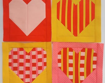 Patchwork Heart Quilt Block Pattern Bundle (Digital Pattern)