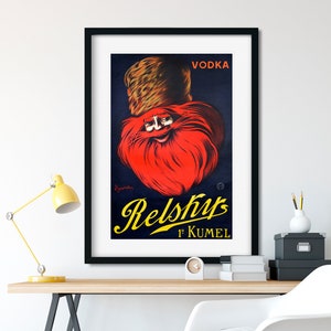 Póster vintage de Cappiello, impresión de vodka Relsky, póster publicitario francés, arte mural para comedor, arte mural francés, comida y bebida. CAP81