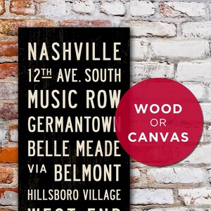 SMALL NASHVILLE Subway Art, Canvas or Hand-Painted Wood Sign, 12x36 image 6