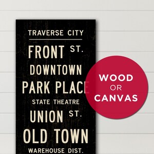 TRAVERSE CITY, Michigan Subway Art, Michigan Wall Art, Subway Sign, Michigan Travel Poster, Cottage Decor, Travel Art on Wood or Canvas. image 2