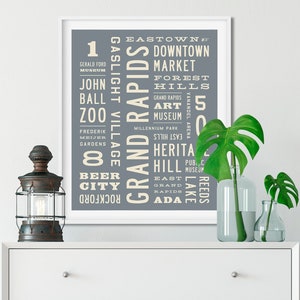 GRAND RAPIDS Wall Art, Michigan Wall Art, Grand Rapids Art, Typography Print
