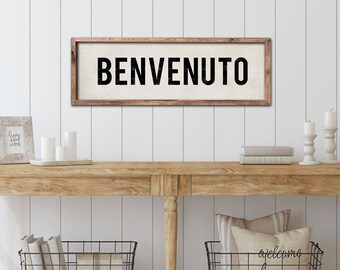 BENVENUTO Sign, Rustic Italian Welcome Sign, Hand Painted Sign, Italian Decor, Italian Kitchen Art, Gift for Italians, Italian Wedding Gift.