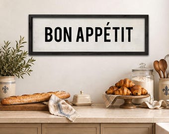 Letrero de BON APPETIT, letrero de cocina francesa, arte de pared para comedor, decoración de casa de campo francesa, decoración de cocina campestre, regalo para cocineros.