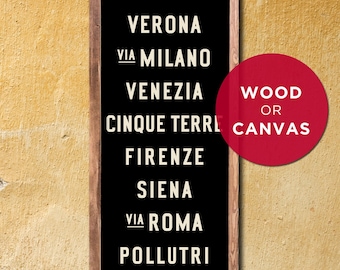 SMALL ITALY Subway Sign, Italian Wall Art, Canvas or Hand-Painted Wood, 12x36