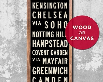 SMALL LONDON Underground Subway Sign, Canvas or Hand-Painted Wood Wall Art, 12x36
