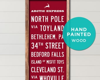 Letrero navideño, decoración navideña retro, arte de películas navideñas estilo metro, 12×36