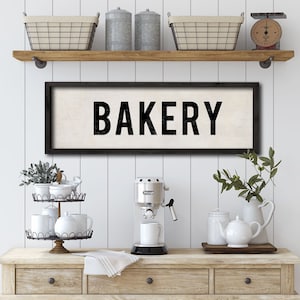 BAKERY Sign, Painted Kitchen Sign, Farmhouse Decor, Country Cottage Decor, Rustic Wood Sign, Kitchen Art, Gift for Bakers, Gift for Mom. image 1