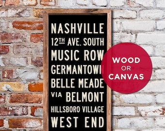 SMALL Nashville Subway Art, Nashville Art, Nashville Poster, Subway Sign Art, Tennessee Industrial Decor, Word Art on Canvas or Wood. 12x36