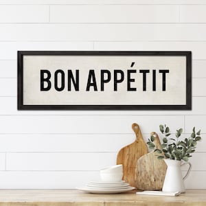 BON APPETIT Sign, French Kitchen Sign, Dining Room Wall Art, French Country Farmhouse Decor, Country Kitchen Decor, Gift for Cooks.