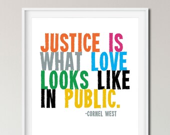 SOCIAL JUSTICE Poster, Love Inspirational Quote, Black Lives Matter, Wall Art, Anti-Racism, Equal Rights, LGBTQ Poster, Activism.