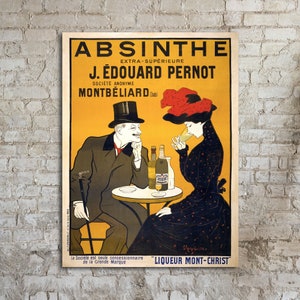 Lienzo GRANDE de gran tamaño, póster vintage, póster publicitario de Leonetto Cappiello, absenta, póster Art Nouveau, arte mural francés, comida y bebida.