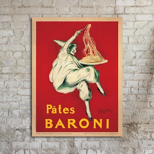 Póster publicitario de Pates Baroni de Leonetto Cappiello, lienzo de gran tamaño, póster vintage, arte de cocina italiana, 30 x 40