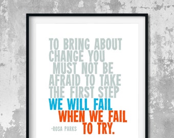 ROSA PARKS Bring About Change Print, Civil Rights Poster, Racial Equality, Inspirational Quote, Black Lives Matter, Wall Art, Civil Rights.