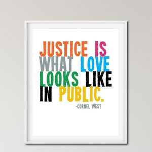 SOCIAL JUSTICE Poster, Love Inspirational Quote, Black Lives Matter, Wall Art, Anti-Racism, Equal Rights, LGBTQ Poster, Activism. image 1