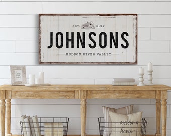 CUSTOM Family Sign, Canvas Last Name Sign, Farmhouse Decor, Country Kitchen Decor, Personalized Wedding Gift, Rustic Wall Art, Home Decor.