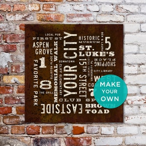 PERSONALIZED Subway Art, Custom City Art, Rustic Wall Art, Personalized Home Decor, Industrial Decor, Typography Art Canvas.