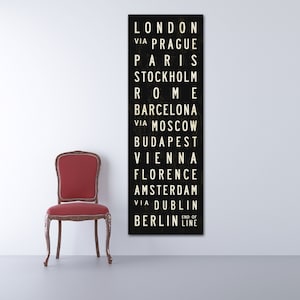 EUROPE Subway Sign, Decorative Wall Art, Subway Art Print, Bus Scroll, Living Room Art, Rustic Wall Art, Travel Lover Gift. 20x60