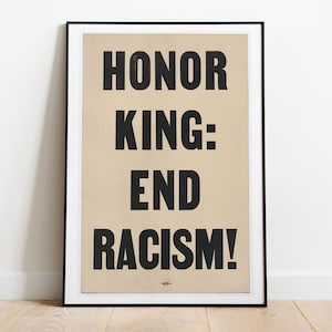 CIVIL RIGHTS Poster, Martin Luther King Jr., Honor King End Racism, Vintage Protest Art