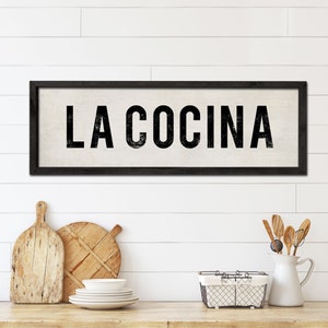 LA COCINA Sign, Spanish Kitchen Decor, Mexican Wall Art, Wood Kitchen Sign Art, Farmhouse Decor, Painted Wooden Sign, Gift for Cooks. image 6