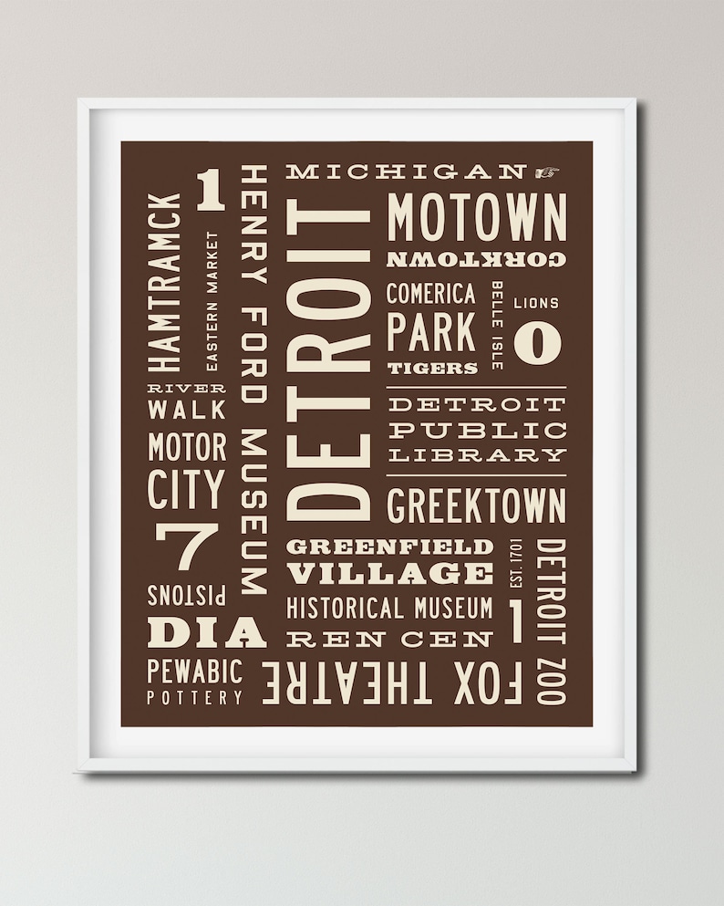DETROIT Wall Art Detroit City Art Word Art Michigan Etsy