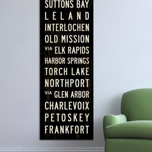 MICHIGAN Art, Michigan Subway Sign, Michigan Wall Art, Subway Art, Lake House Cottage Decor, Bus Scroll, Word Art, Canvas Poster. image 2