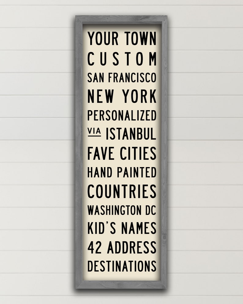 CUSTOM Subway Art, Personalized Travel Art, Modern Decor, Industrial Decor, Farmhouse Style Wall Art, Hand-Painted Wood Subway Signs, 12x36. image 5