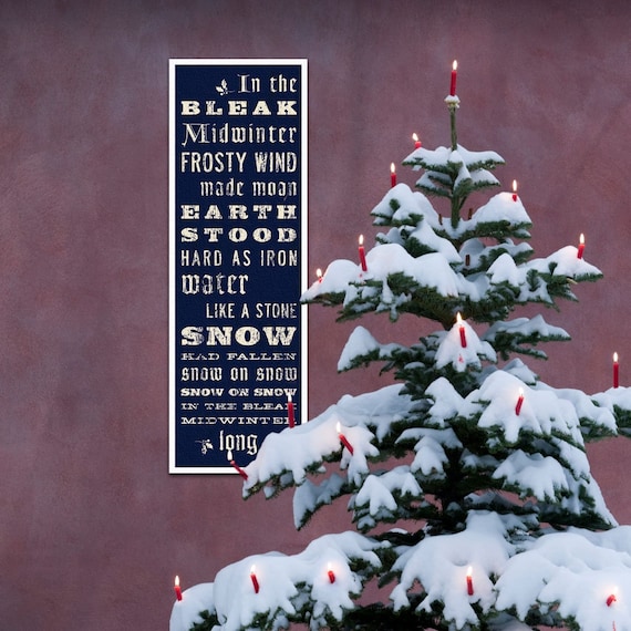 Christmas Wall Art, Winter Wall Art, Christmas Carol Art, Bleak Midwinter Canvas