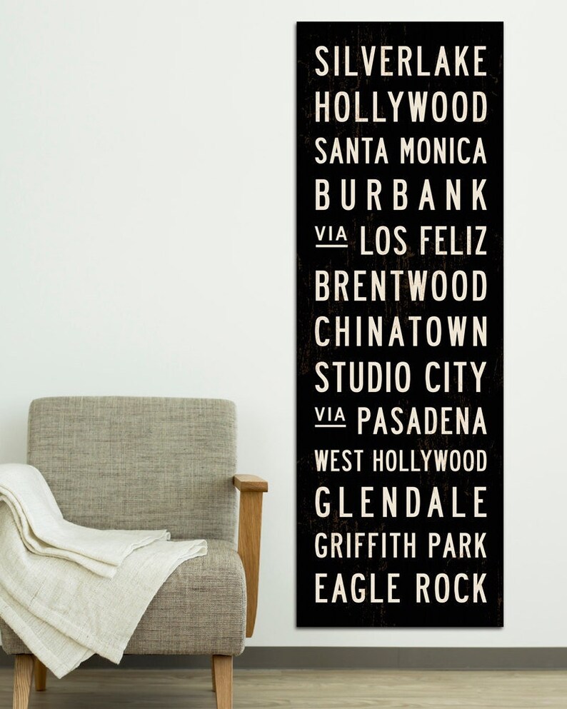 LOS ANGELES Subway Art. Retro California Poster Art. LA Subway Sign. California Wall Art. Industrial Wall Decor, Living Room Art. 20 x 60 image 6