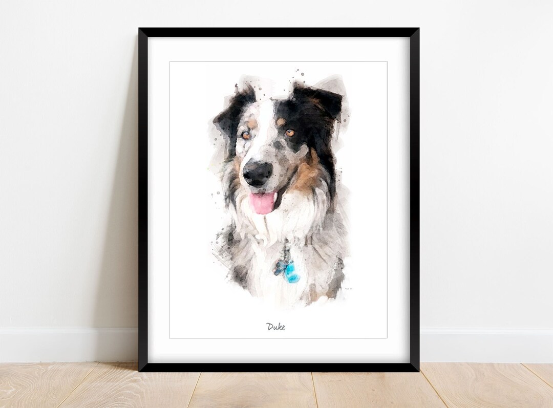 Custom Dog Portrait Watercolor Print | Pet Memorial Gift, Dog Art From ...