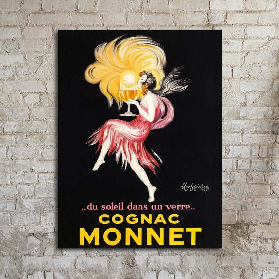OVERSIZED Vintage Advertising Poster on Canvas, Leonetto Cappiello Cognac Monnet Wall Art, Vintage Poster, Art Deco, Dining Room Wall Art