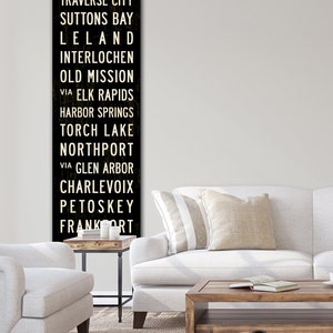 MICHIGAN Art, Michigan Subway Sign, Michigan Wall Art, Subway Art, Lake House Cottage Decor, Bus Scroll, Word Art, Canvas Poster. image 3