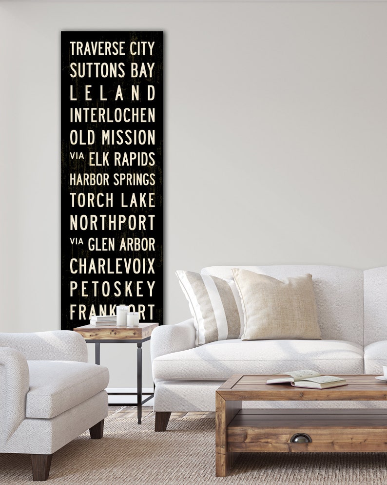 MICHIGAN Art, Michigan Subway Sign, Michigan Wall Art, Subway Art, Lake House Cottage Decor, Bus Scroll, Word Art, Canvas Poster. image 3