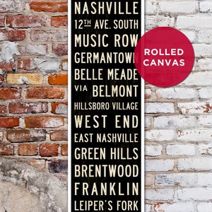 SMALL NASHVILLE Subway Art, Canvas or Hand-Painted Wood Sign, 12x36 Rolled
