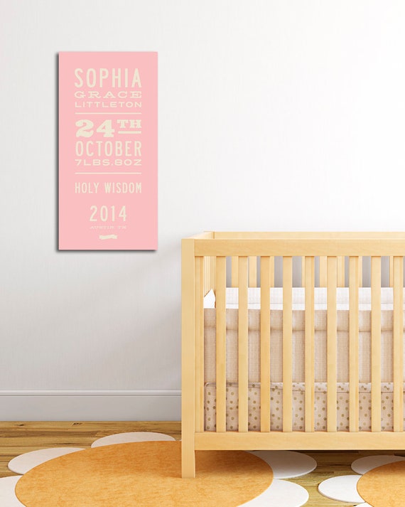 Custom Nursery Wall Art Baby Name Sign Personalized Birth Etsy
