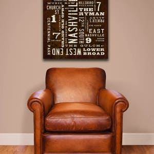 NASHVILLE Art, Rustic Wall Art, Nashville Poster, City Art, Nashville Sign, Canvas Wall Decor, Nashville Print, Word Art, Southern Decor. 34 x 34 inches