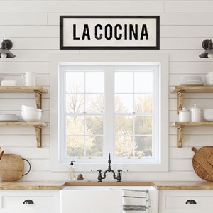 LA COCINA Sign, Spanish Kitchen Decor, Mexican Wall Art, Wood Kitchen Sign Art, Farmhouse Decor, Painted Wooden Sign, Gift for Cooks. image 2