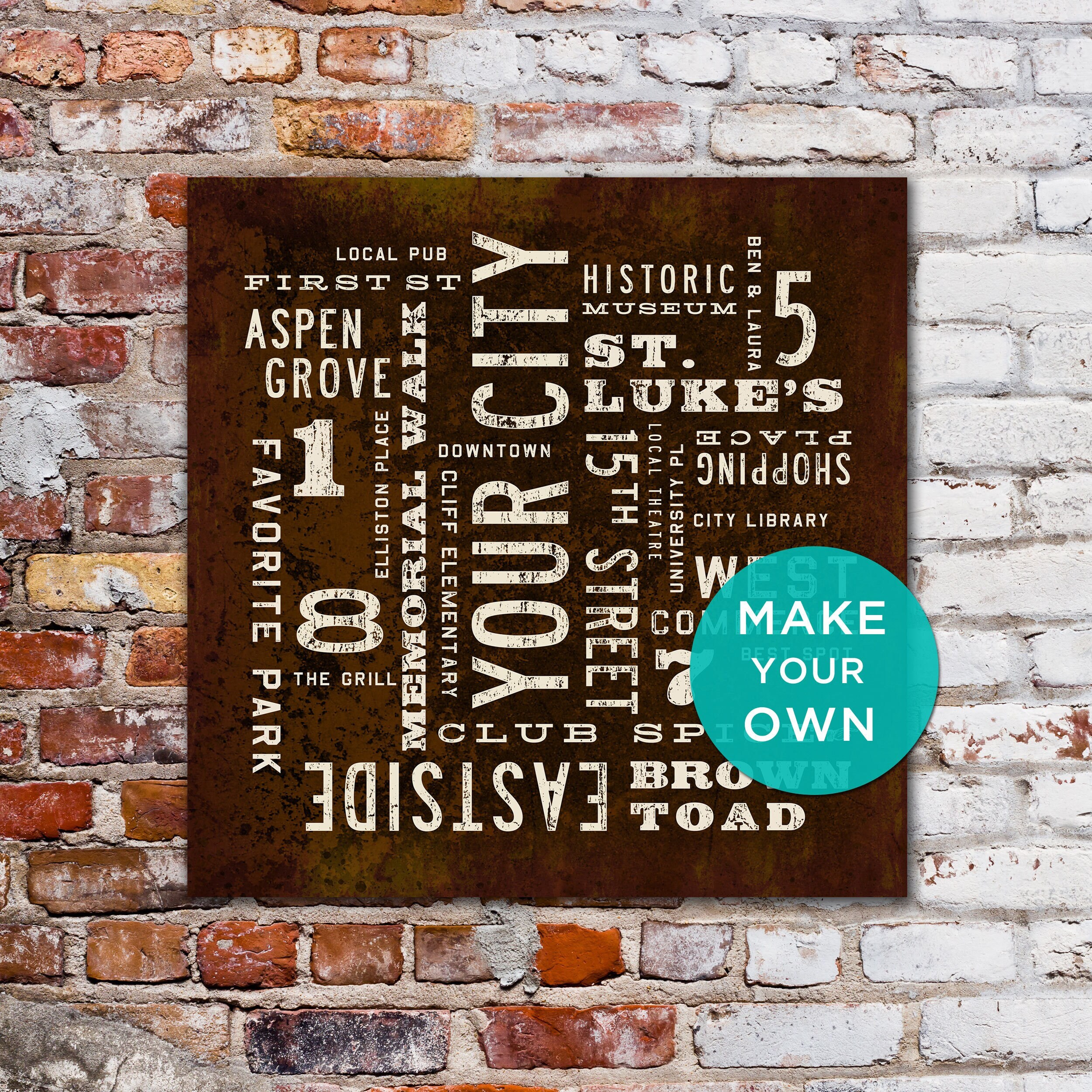 PERSONALIZED Subway Art, Custom City Art, Rustic Wall Art, Personalized Home Decor, Industrial Decor, Typography Art Canvas.