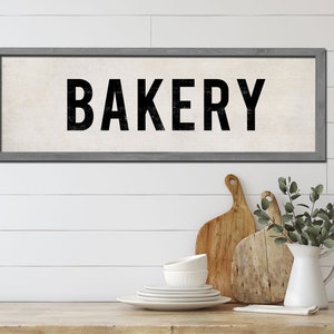 BAKERY Sign, Painted Kitchen Sign, Farmhouse Decor, Country Cottage Decor, Rustic Wood Sign, Kitchen Art, Gift for Bakers, Gift for Mom. Driftwood Gray