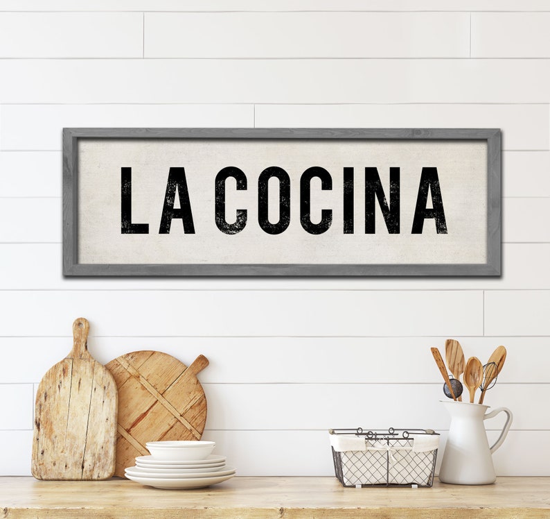 LA COCINA Sign, Spanish Kitchen Decor, Mexican Wall Art, Wood Kitchen Sign Art, Farmhouse Decor, Painted Wooden Sign, Gift for Cooks. image 3