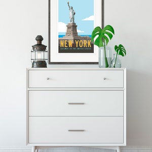 NEW YORK Travel Poster, Vintage New York Poster, Statue of Liberty Illustration, New York City Print, NYC Retro Poster Art. 20x30 image 6
