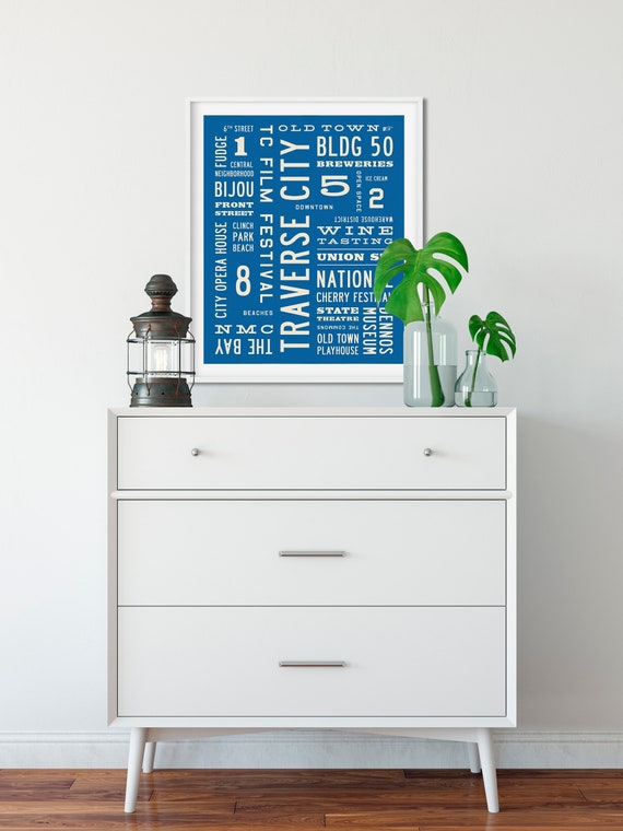 Traverse City Michigan Poster Art Word Art Print City Art Etsy