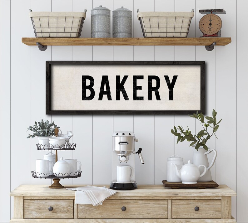 BAKERY Sign, Painted Kitchen Sign, Farmhouse Decor, Country Cottage Decor, Rustic Wood Sign, Kitchen Art, Gift for Bakers, Gift for Mom. image 1