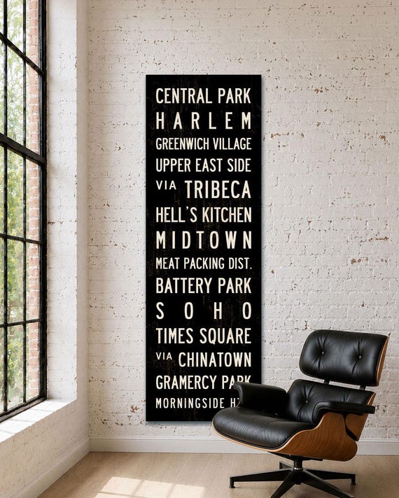 NEW YORK Subway Sign, New York Wall Art, NYC Wall Art, New York Poster, Canvas 20x60
